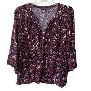 Gloria Vanderbilt size XXL buttondown V neck blouse